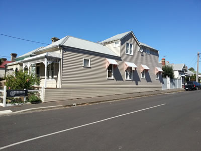 A painted weatherboard house