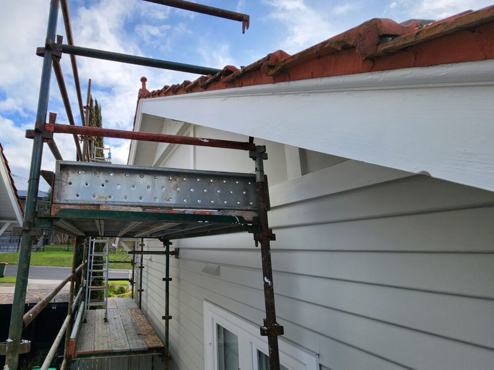 Scaffolding for two-storey weatherboard painting in Ascot Vale